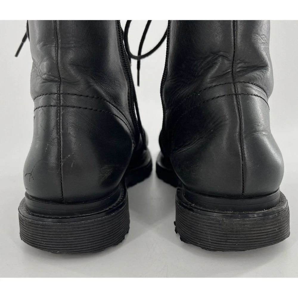 Franco Sarto Booties Ankle Boot Block Heel‎ Buckle Lace Zip Moto Black 8.5 Goth